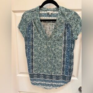 Lucky Brand Blue and White Floral Tunic Top